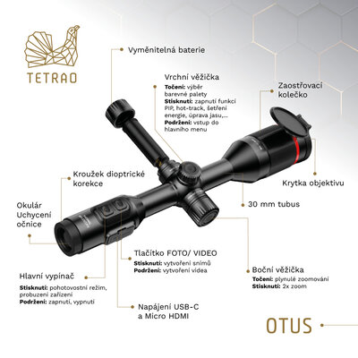 Termovízny zameriavač tetrao otus 650x 50 hz - detekcia 3300 m - 3810 ibo CZ PL HU RO infografika tetrao otus 1200x1200px 01-2024 - 1