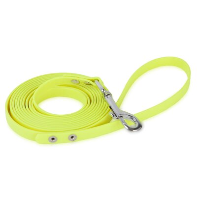 Vodítko do ruky biothane ploché žlté - firedog_biothane_dog_leash_13mm_with_handle_neon_yellow-34819