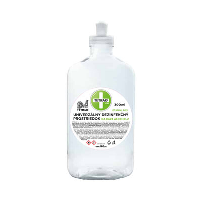Tetrao dezinfekčný prostriedok (aj na ruky) na báze alkoholu (univerzálny) s dávkovačom 300ml - Squeeze-Bottle