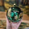 Vianočná guľa tetrao zelená lesklá - jeleň, 12 cm - TX-OVG-KZJ12