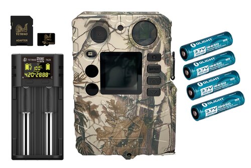 Set complet cameră de vânătoare TETRAO Strix 18 Gen.II 27Mpx + 4buc baterii, încărcător TETRAO, card SD