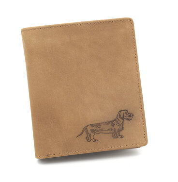 Bőr pénztárca TETRAO drótos tacskó magas