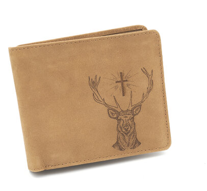 Bőr pénztárca TETRAO Szent Hubert vízszintes