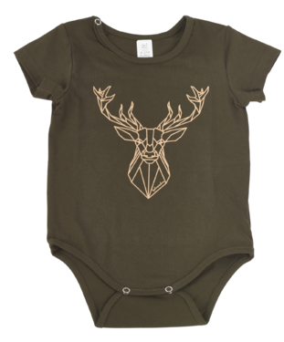 Body copii TETRAO, mânecă scurtă - kaki, cerb PS