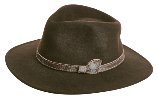 Kapelusz myśliwski TETRAO - ze skórzanym paskiem brązowy