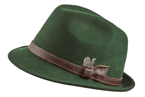 Poľovnícky klobúk TETRAO -  s koženým remienkom zelený