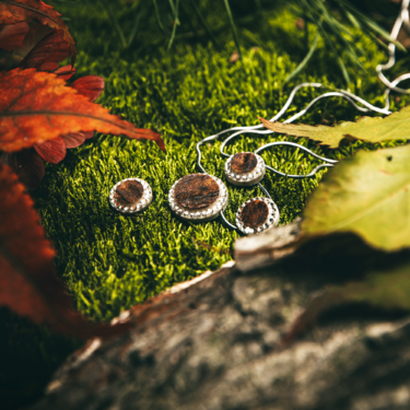Vadászékszer szett agancsból TETRAO - nyaklánc + fülbevaló kör
