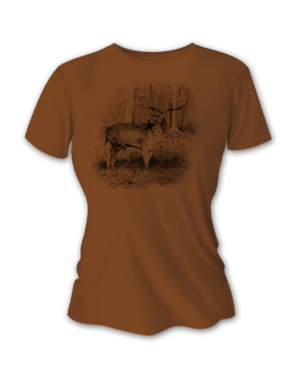 Tricou vânătoare de damă TETRAO cerb-lopătar mare - maro