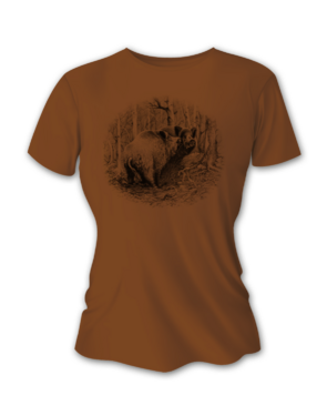 Tricou vânătoare damă TETRAO mistreț mare - maro