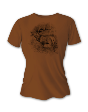 Tricou vânătoare de damă TETRAO cerb mare - maro