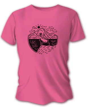 Tricou de vânătoare damă TETRAO capră neagră - roz