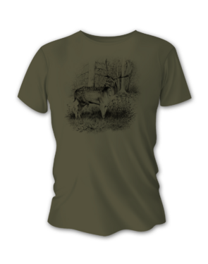 Tricou vânătoare de bărbați TETRAO cerb-lopătar mare - verde