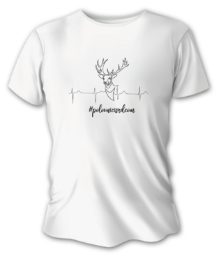 Męska koszulka myśliwska TETRAO jeleń - biała