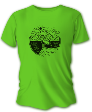 Tricou de vânătoare pentru bărbați TETRAO capră neagră - verde deschis