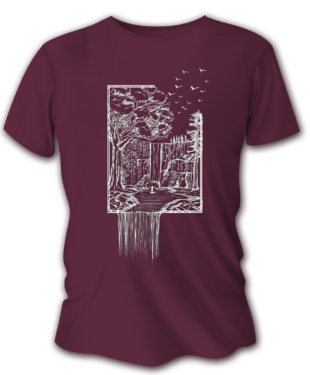 Tricou de vânătoare pentru bărbați TETRAO cascadă - burgundia