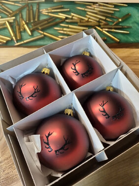 Karácsonyi golyók TETRAO matt barna - agancs 8 cm, 4 db