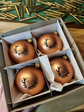 Bombki bożonarodzeniowe TETRAO koniakowe, matowe - poroże 8 cm, 4szt.