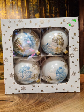 Karácsonyi golyók TETRAO kézzel készített - erdő 10 cm, 4db