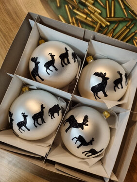 Globuri de Crăciun TETRAO auriu lucios - animale 10 cm, 4 buc