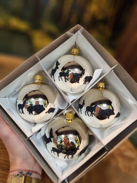 Globuri de Crăciun TETRAO auriu lucios - animale 8 cm, 4 buc