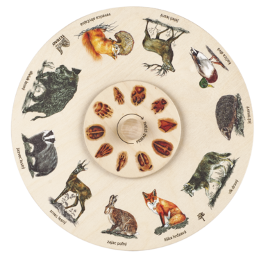 Vzdělávací otočné kolo TETRAO - přiřaď stopy zvěře