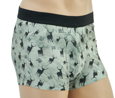 Boxeri de bărbați TETRAO cu motiv de vânătoare - verde deschis cu cerbi 