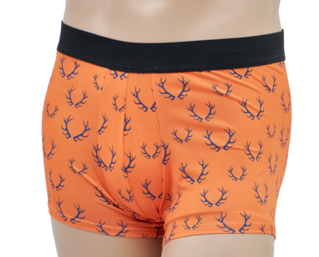 Boxeri de bărbați TETRAO cu motiv de vânătoare - portocaliu cu coarne