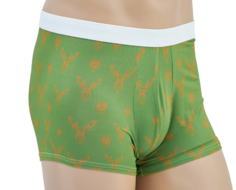 Boxeri de bărbați TETRAO cu motiv de vânătoare - verde cu cerbi