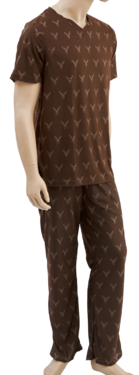 Pijama de vânătoare pentru bărbați TETRAO cu motiv cerb maro închis 