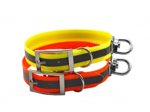 Zgardă reflectorizantă TETRAO Biothane portocaliu 60 cm - carabinier rotativ 