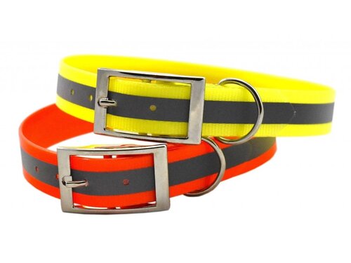 Zgardă reflectorizantă TETRAO Biothane portocaliu 35 cm