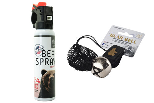 Ciupercar pachet împotriva urșilor TETRAO - Bear spray 150 ml + clopoțel