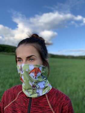 Wielofunkcyjny szalik, bufka, komin na twarz TETRAO zielona, lis 1 szt.