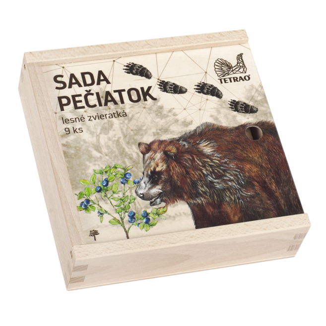 Pečiatky TETRAO lesné zvieratká 9ks