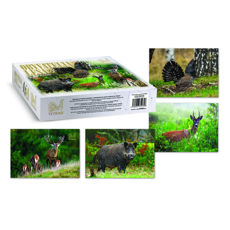 Lovecká sada puzzle TETRAO - lesní obyvatelé, 4x54 dílků