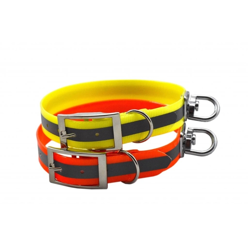 Zgardă reflectorizantă TETRAO Biothane portocaliu 65 cm - carabinier rotativ 