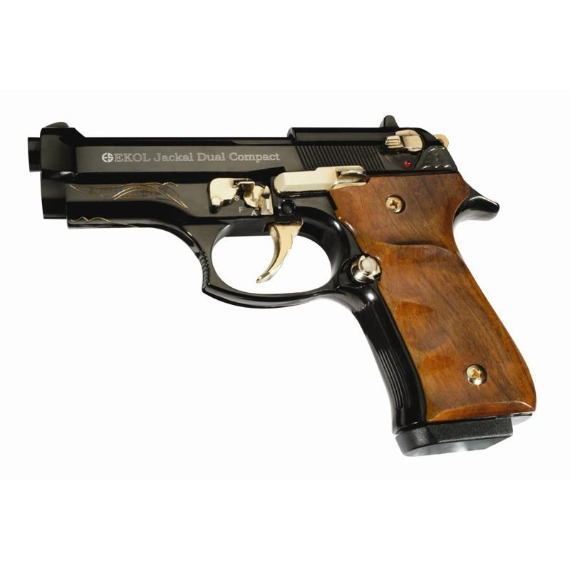 Obranná plynová pištoľ EKOL Jackal Dual Compact Black Gold Engraved