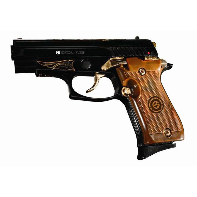 Obranná plynová pištoľ EKOL P29 Black Gold Engraved